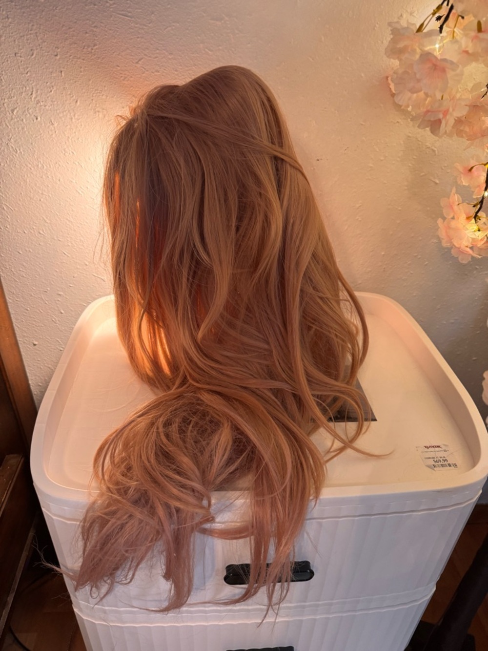 Long Wavy Women’s Hair Wig in Light Pink